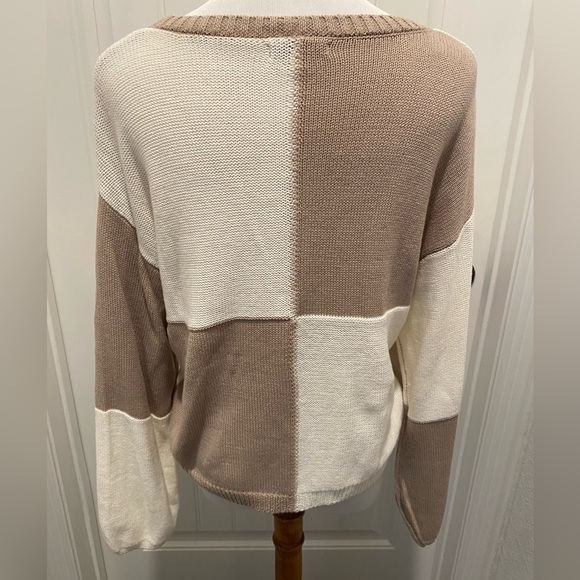 Z Supply cream and brown knitted sweater - Picture 4 of 4